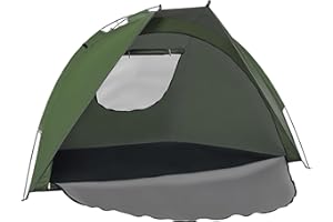 Outsunny Tente de Plage abri de Plage Pliable dim. 2,30L x 1,40l x 1,27H m fenêtre Sac Transport inclu Polyester Vert