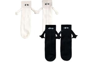 Braleto 2 paires de chaussettes magnétiques amusantes pour les couples, unisexe 3D mains tenant, tube moyen, anniversaire cadeaux pour les femmes hommes