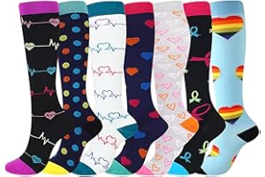 IOGGTSER Kompressionsstrümpfe für Damen und Herren, 7 Paar Medizinische Kompressionsstrümpfe 15-20 mmHg Stützsocken für Sport, Krampfadern, Laufen, Radfahren, Wandern, Flug, Reisen, Stillen, Schwangerschaft