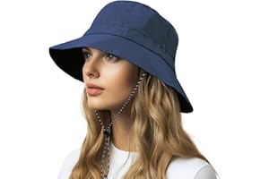 AIYVELU Chapeau de Pluie Femme, Chapeau Anti UV Protection, Visière Femme, Pliable, Large Bord, Pêche à Cheval Queue Chapeau (Marine)
