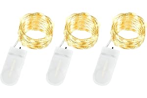 Annefly LED Fairy Lights Battery Operated, 3 Pack 2M 20 LED Micro Wire Fairy String Lights for Bedroom Jar Glasses Wedding Party Christmas Lighting Decoration (Warm White-3PCS)