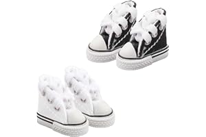 Rumyve Mini Finger Skateboard Shoes, Cute Thunder Dance Shoes for Dolls and Fingerboards (Black & White), 2 Pairs