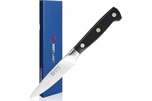 KEEMAKE Spelucchino Professionale 9cm, Coltelli da Cucina in Acciaio ad Alto Tenore di Carbonio, Spelucchino per Frutta e Verdure, Coltello Cucina Multiuso con Confezione Regalo