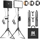 NiceVeedi 2-Pack Photography LightIing Kit, 25 * 20CM Dimmable15W LED Studio Video Light, Stream Selfie Light for Video Recor