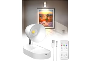 Klarlight Lampada da Parete Ricaricabile con Telecomando, Lampada da Lettura Montata a Parete, Lampada da Immagine Magnetica a LED, 3 Colori e Dimmabile, Iluminación de Pared Giratoria Focos