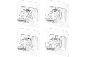 Zfseyuh - Cortina adhesiva de 4 piezas, sin taladrar, transparente, gancho para cortina, sin taladrar, soporte para cortinas, cortina para cortinas