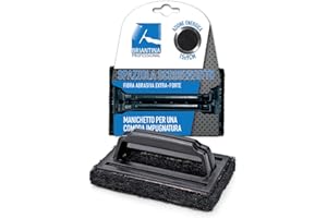 La Briantina Spazzola Scrostatutto con Impugnatura, Fibra Abrasiva Forte per Incrostazioni Ostinate, 15x9 cm - h 7 cm