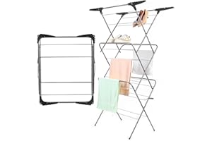 Rainberg 3 Tier Clothes Airer Drying Indoor and Outdoor, Laundry Rack with Non-Slip Feet and Corner Spaces for Hangers, Flat foldable for Space Saving Washing Line, 20m Drying Space