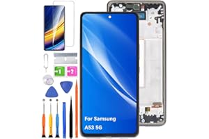 HLYGZX Ersatz Display für Samsung Galaxy A53 5G LCD-Bildschirm TFT, A536B A536U A536E A536V A536W A536N LCD Display Touch Digitizer Assembly Reparaturteile Kit(Ohne Fingerabdruck, Schwarz mit Rahmen)