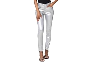 Nina Carter LC001 Pantalones de cintura alta para mujer, aspecto de piel, elásticos, push-up