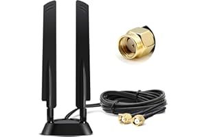 LiDOUYA WiFi 6E Antenne 12dbi WLAN Antenne Tri-Band WLAN Signalverstärker mit Magnetfuß & RP-SMA 200 cm Verlängerungskabel für WLAN Wireless Router Bluetooth WiFi Sicherheitskamera