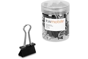 kwmobile Set Clip Fermacarte Metallo - 50x Mollette 19mm Clips Fermaglio Fermafogli - Graffetta Ferma Documenti Ufficio - Pinzette Cancelleria - Nere