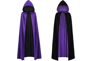 YUNZHISHIYE Mantello Da Vampiro Con Cappuccio Di Halloween Per Bambini, Mantello Medievale Unisex Per Adulti, Festa A Tema Halloween, Festa In Maschera Di Streghe (Nero viola90CM)