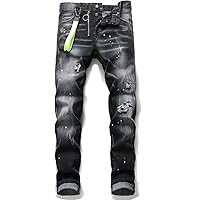 Jeans Uomo Slim Fit Estivi - Leggeri, Elasticizzati, Stile Hip-Hop Retr&ograve; (Taglia 3XL)