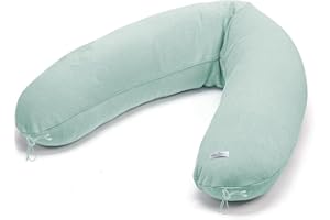 ‎MINKY MOOH Minky Mooh Stillkissen XXL Bio Baumwolle mit Kapok Füllung | großes Kissen zum Stillen und Flasche geben | Schwangerschaftskissen Seitenschläferkissen | antiallergisch und leise | 190x30 cm, Mint