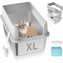 Stainless Steel Cat Litter Box With Lid – XL Size, High Sides, Anti-Leak & Easy Clean (Includes Scoop) - View #8