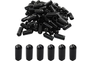 Cjueiom 120pcs Black Rubber End Caps, 6mm / 1/4 inch ID Round Rubber Protectors, Vinyl Bolt Covers for Screws, Tubes, Cables, Wires, Cyling