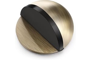 Hotop Self-Adhesive Floor Door Stoppers Oval Stainless Steel Door Stop Mounted Half Moon Wall Protector with Glues for Hard Floor Glass(Bronze Color,1 Pcs)