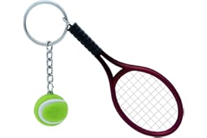 VALICLUD Chic Mini Tennis Racket Keychain Key Ring Cute Sports Charm Tennis Ball Key Chain Car Bag Pendant Keyring Gift