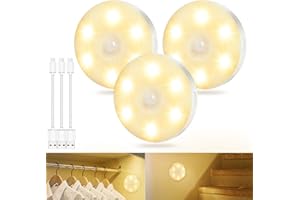 ‎BENMA Nachtlicht mit Bewegungsmelder USB Wiederaufladbar, LED Schrankbeleuchtung Treppenbeleuchtung LED mit Bewegungsmelder Warmweiss für Flur, Treppe, Schlafzimmer, Küche & Schrank
