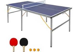 Gymflex Fitness Indoor/Outdoor Folding Table Tennis Table 6 * 3 Feet Professional Tournament Grade Table Tennis Table with Balls Tennis Racket Set & 3 Table Tennis Balls