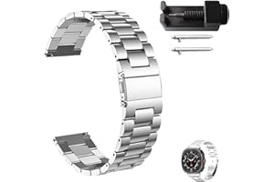 Jecdfs Pasek do zegarka ze stali nierdzewnej 20 mm z podwójnym składanym zapięciem, zapasowy pasek dla mężczyzn i kobiet, kompatybilny z tradycyjnymi i smartwatchami, w zestawie narzędzie do regulacji