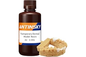 Antinsky Temporal Modelo Dental Resina para DLP LCD Impresora 3D Resina 405nm Alta Precisión Alta Dureza Tiempo de Curado Rápido Dientes Aspecto Texturizado Color de Dientes A2 500g