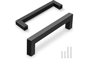 Vortix 10 Tiradores Cocina Modernos de Acero Inoxidable, Tiradores Negros para Baño, Armario y Cajones - Fácil Instalación (160mm)