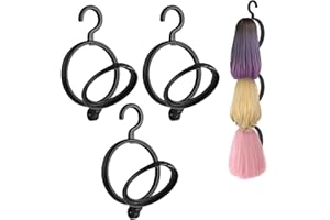 alouweekuky 3 Stück Perückenständer Set Hängender Klappbarer Plastik Perückenhalter Langhaar Wig Zubehör Cap Halter Baseball Cap Halterung (schwarz)