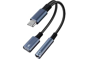 Avigers USB C to 3.5mm Jack Headphone and Charger Adapter,2 in 1 USB Type C to Aux Audio PD 60W Fast Charging Headphone Compatible with iPhone 16/15,Samsung Galaxy S23 S22,Huawei Pixel,iPad and more