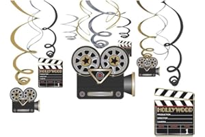 AMSCAN (PKT) Hollywood G&G Swirls Decorations (12 pk) - Glitz & Glam