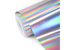 TECKWRAP Glossy Rainbow Holographic Silver Chrome Vinyl 1ftx5ft