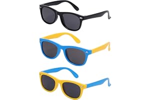 Lancry 3 Stück Sonnenbrille Kinder Polarisierte Sonnenbrille Flexiblem Rahmen für Jungen und Mädchen UV400-Schutz 3-9 Jahre