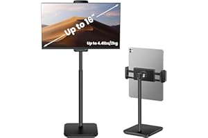 tounee Monitor portatile e supporto per tablet, capacità di carico 2 kg, altezza regolabile fino a 18,11", ideale per dispositivi da 4,7" a 16" (monitor portatili da 15,6", iPad, iPhone, Kindle)-Nero