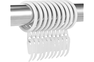 tonyg-p 20 Pack Metal Curtain Rings with Plastic Curtain Hooks, 30mm Internal Diameter Curtain Drapery Pole Rod Rings (White)