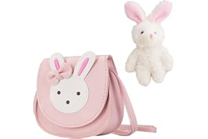 PFLYPF 1 mini bolsa de mensajero , bolso de hombro, cuero PU, correa ajustable, con 1 colgante de conejo de una pieza, adecuado para citas, compras, senderismo de niñas, rosa