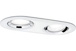 Paulmann 93675 Nova Plus LED luminaire Round swivelling incl. 1x 2x6 watt IP65 dimmable Spotlight spot Aluminium zinc recessed lamp 4000 K GU10, Matte White, Chrome