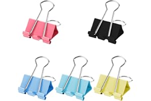 HONONWII Binder Clips 41mm Colored Bulldog Clips Foldback Clips 12Pcs Large Swallowtail Clip File Money Paper Stationary Clamps for Office School Home Kitchen Shops