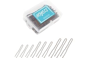 Hoyols U Shaped Hair Pins, Assorted Size U Shape Bobby Pins, Metal Bun Clips Crimped Design with Ball Tips for Women Girls Thin Thick Hair Gold150 Count (Brown)