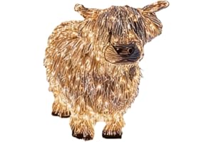 GENERIC 3D Lighted Highland Cow Christmas Decor for Outdoor Indoor - Light Up Highland Cattle Decorations, Glowing Festive Ornament with Lights for Xmas Farmhouse Porch Garden Lawn 19 * 34 * 28CM