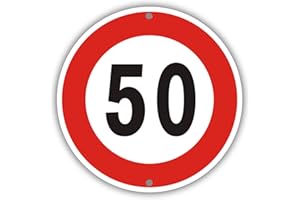 Felexdo Höchstgeschwindigkeit 50 km, Ø 30cm Verkehrszeichen Schild aus Aluminium Reflektierend, Wetterbeständig Einfache Installation für den Außenbereich