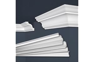 MARBET DESIGN Modanature per soffitti Marbet in polistirolo XPS - Modanature in stucco di alta qualità, leggere e robuste, dal design moderno - (2 metri E-15-80x80mm) Modanature decorative