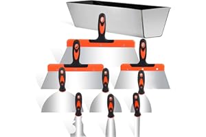 YOWMINA Lot de 10 Couteau a Enduire, Spatule Enduit avec manche en plastique, Couteau à Mastic en Acier Inoxydable, Spatule à Mastic Antirouille pour Grattage de Papier Peint, Cloison Sèche