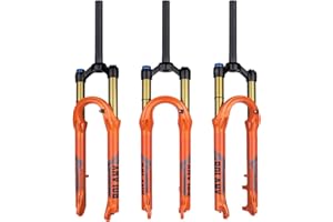BOLANY 27.5/29inch Bike Suspension Fork 120mm Travel 28.6mm (1-1/8inch)*220mm Thread-Less Straight Steerer 9mm QR*100mm Spacing Disc Brake Version MTB Air Forks