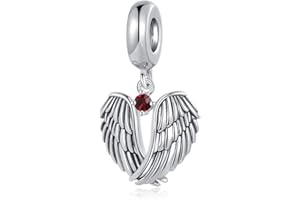 LSxAB Guardian Angel Wings Charm with 12 Birthstone Colors Birthday Charms Compatible with Pandora Bracelets for Women
