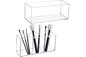 suaywo 2 PCS Caja Almacenamiento Cosmeticos con Compartimentos Organizador de Maquillaje Cajones Acrílico Organizador de Maquillaje Transparente para Sombras de Ojos, Polvos, Lápiz Labial, Esmalte