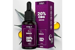 LALANA OIL ® CBG Oil - PURE G CBG Oil 20% | 30ml | 6000 mg de CBG pur | Formule améliorée - Huile de chanvre biologique, limonène et pipérine | 0% THC