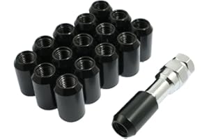 sourcing map M12 X 1,5mm Paso de Roscas Antirrobo Hex Tuercas de Cubo Lanta con Llave Acero Carbono Negro