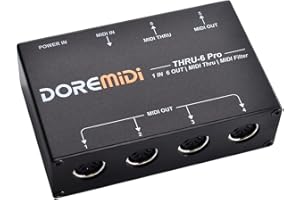 DOREMIDI MIDI THRU-6 Pro Box: midi Splitter und Filter zur Umwandlung von 1 Eingang in 6 Ausgänge + USB-Ausgang (THRU-6 Pro)