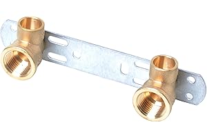 Aqbau® Montageeinheit, Montageplatte, Wandscheibe Für Badezimmerarmaturen, Wasser Trinkwasser Messing Metall, Montageplatte wasseranschluss 1/2 x 15mm" Abstandsmaß von 100 mm